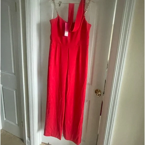 Lilly Pulitzer Zemira Sleeves Jumpsuit, Red, Size 12 - Picture 5 of 9